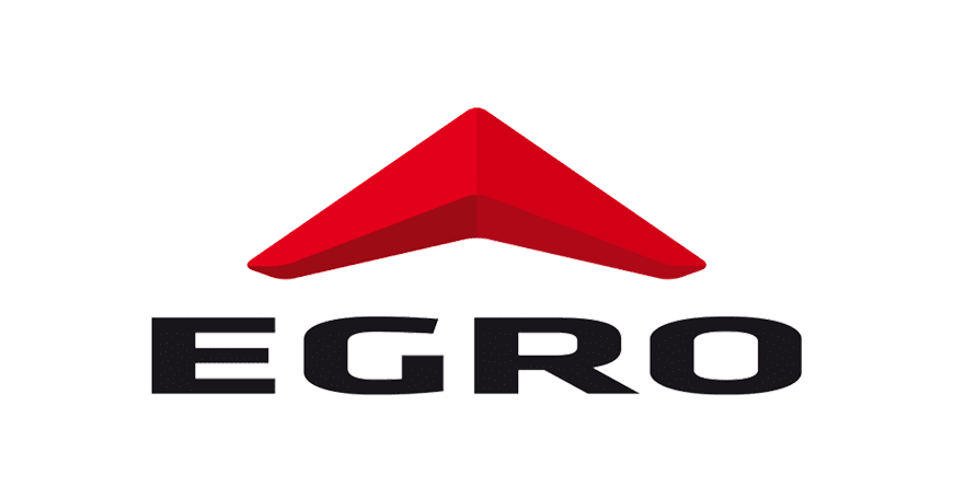 Modern EGRO logo featuring red arrow shape